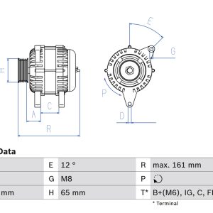 Alternator HONDA CIVIC VIII Hatchback (FN, FK) 1.4 (FK1) benzina 83 cai BOSCH 0 986 080 570