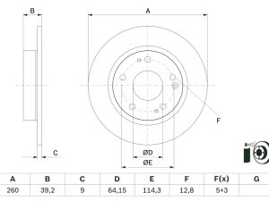 Disc frana HONDA CIVIC X hatchback (FC_, FK_) 1.0 VTEC (FK6) benzina 129 cai BOSCH 0 986 479 G17