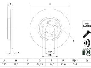 Disc frana HONDA HR-V (RU) 1.5 (RU1) benzina 130 cai BOSCH 0 986 479 G58