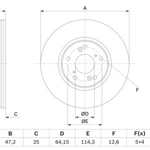 Disc frana HONDA HR-V (RU) 1.5 (RU1) benzina 130 cai BOSCH 0 986 479 G58