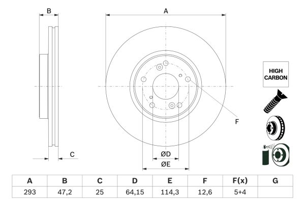 Disc frana HONDA HR-V (RU) 1.5 (RU1) benzina 130 cai BOSCH 0 986 479 G58