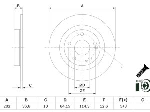 Disc frana HONDA CIVIC X hatchback (FC_, FK_) 1.0 VTEC (FK6) benzina 129 cai BOSCH 0 986 479 G90