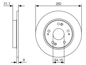 Disc frana HONDA CR-Z (ZF) 1.5 IMA (ZF1) benzina/elector 124 cai BOSCH 0 986 479 V21