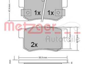 Placute frana HONDA CIVIC VII cupe (EM2) 1.6 i (EM1) benzina 110 cai METZGER 1170337