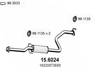 Toba esapamet intermediara HONDA CIVIC VI Fastback (MA, MB) 1.4 i (MA8, MB2) benzina 75 cai ASSO 15.6024