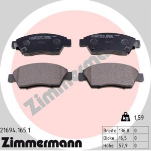 Placute frana HONDA CIVIC V cupe (EJ) 1.6 i Vtec (EJ1) benzina 125 cai ZIMMERMANN 21694.165.1