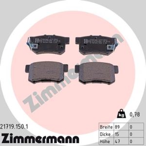 Placute frana HONDA CIVIC VII Hatchback (EU, EP, EV) 1.4 i (EP1, EU7) benzina 75 cai ZIMMERMANN 21719.150.1
