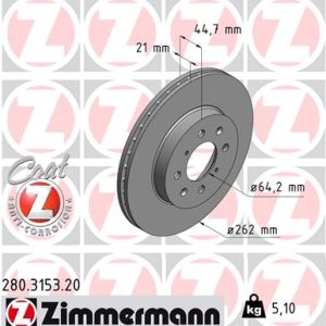 Disc frana HONDA CIVIC VII Hatchback (EU, EP, EV) 1.4 i (EP1, EU7) benzina 75 cai ZIMMERMANN 280.3153.20