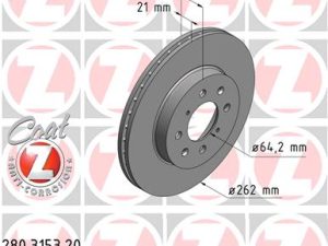 Disc frana HONDA CIVIC VII limuzina (ES, ET) 1.3 IMA (ED9, ES9) benzina/elector 83 cai ZIMMERMANN 280.3153.20