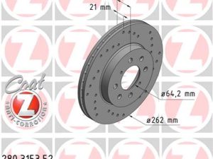 Disc frana HONDA CIVIC VII Hatchback (EU, EP, EV) 1.4 i (EP1, EU7) benzina 75 cai ZIMMERMANN 280.3153.52