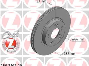Disc frana HONDA CIVIC VII Hatchback (EU, EP, EV) 1.4 iS (EP1, EU5, EU7) benzina 90 cai ZIMMERMANN 280.3167.20