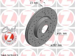 Disc frana HONDA CIVIC VIII limuzina (FD, FA) 1.3 IMA (FA3, FD3) benzina/elector 95 cai ZIMMERMANN 280.3171.52
