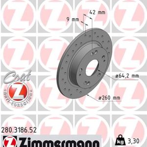 Disc frana HONDA CIVIC VIII limuzina (FD, FA) 1.3 IMA (FA3, FD3) benzina/elector 95 cai ZIMMERMANN 280.3186.52