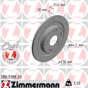 Disc frana HONDA CIVIC IX (FK) 1.4 i-VTEC (FK1) benzina 99 cai ZIMMERMANN 280.3188.20