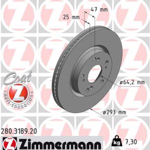 Disc frana HONDA CIVIC X limuzina (FC_) 1.5 VTEC (FC1) benzina 182 cai ZIMMERMANN 280.3189.20