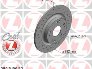Disc frana HONDA CIVIC X limuzina (FC_) 1.0 iVTEC (FC9) benzina 126 cai ZIMMERMANN 280.3190.52