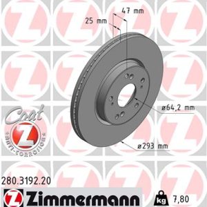 Disc frana HONDA HR-V (RU) 1.5 (RU1) benzina 130 cai ZIMMERMANN 280.3192.20