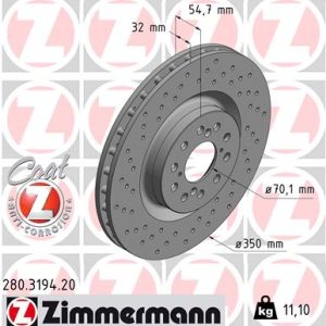 Disc frana HONDA CIVIC IX (FK) 2.0 i-VTEC Type R (FK2) benzina 310 cai ZIMMERMANN 280.3194.20