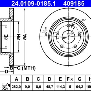 Disc frana HONDA HR-V (RU) 1.5 (RU1) benzina 130 cai ATE 24.0109-0185.1