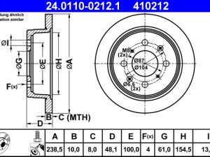 Disc frana HONDA CIVIC VI Fastback (MA, MB) 1.6 i Vtec (MB1) benzina 126 cai ATE 24.0110-0212.1