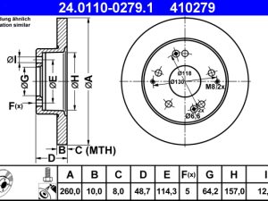 Disc frana HONDA CIVIC VII limuzina (ES, ET) 1.3 IMA (ED9, ES9) benzina/elector 83 cai ATE 24.0110-0279.1
