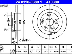 Disc frana HONDA CIVIC IX (FK) 1.4 i-VTEC (FK1) benzina 99 cai ATE 24.0110-0380.1