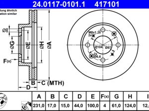 Disc frana HONDA CIVIC IV limuzina (ED, EF) 1.4 L (ED2) benzina 90 cai ATE 24.0117-0101.1