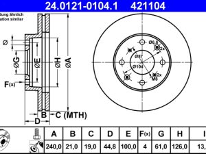 Disc frana HONDA CIVIC V limuzina (EG, EH) 1.3 (EG7) benzina 75 cai ATE 24.0121-0104.1