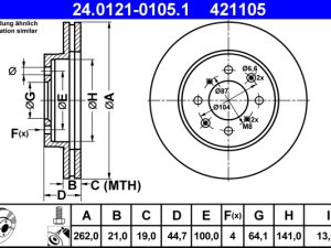 Disc frana HONDA CIVIC VII limuzina (ES, ET) 1.3 IMA (ED9, ES9) benzina/elector 83 cai ATE 24.0121-0105.1