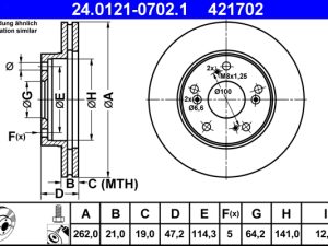 Disc frana HONDA CIVIC VII limuzina (ES, ET) 1.3 IMA (ED9, ES9) benzina/elector 83 cai ATE 24.0121-0702.1