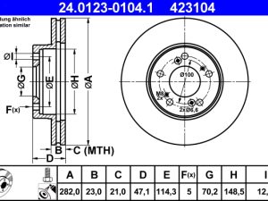 Disc frana HONDA HR-V (GH_) 1.6 16V (GH1, GH3) benzina 105 cai ATE 24.0123-0104.1