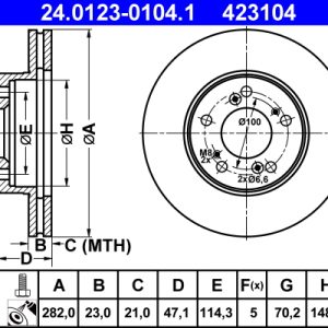 Disc frana HONDA HR-V (GH_) 1.6 16V (GH1, GH3) benzina 105 cai ATE 24.0123-0104.1