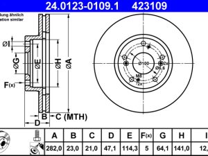 Disc frana HONDA CIVIC VII limuzina (ES, ET) 1.7 benzina 116 cai ATE 24.0123-0109.1