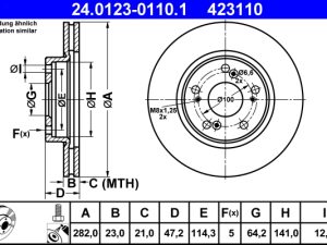 Disc frana HONDA CIVIC IX limuzina (FB) 1.8 (FB2) benzina 141 cai ATE 24.0123-0110.1