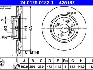 Disc frana HONDA CIVIC VIII Hatchback (FN, FK) 2.0 i-VTEC Type R (FN2) benzina 241 cai ATE 24.0125-0182.1