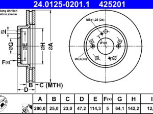 Disc frana HONDA CIVIC IX (FK) 1.4 i-VTEC (FK1) benzina 99 cai ATE 24.0125-0201.1