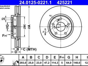 Disc frana HONDA HR-V (RU) 1.5 (RU1) benzina 130 cai ATE 24.0125-0221.1