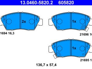 Placute frana HONDA CIVIC VII limuzina (ES, ET) 1.3 IMA (ED9, ES9) benzina/elector 83 cai ATE 13.0460-5820.2