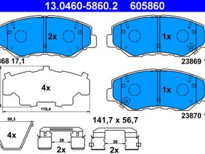 Placute frana HONDA CIVIC XI limuzina (FE) 1.5 Turbo Eco LPG (FE1) Benzina/Autogaz (GPL) 129 cai ATE 13.0460-5860.2