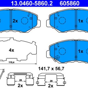 Placute frana HONDA CIVIC X hatchback (FC_, FK_) 1.0 VTEC (FK6) benzina 129 cai ATE 13.0460-5860.2