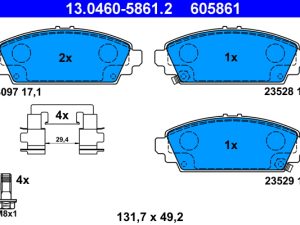 Placute frana HONDA CIVIC VII Hatchback (EU, EP, EV) 1.7 CTDi (EP4, EU9) diesel 100 cai ATE 13.0460-5861.2