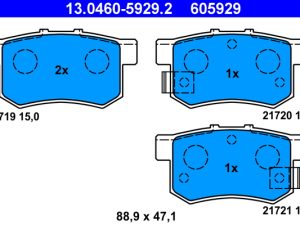Placute frana HONDA CIVIC VI Fastback (MA, MB) 1.4 i (MA8, MB2) benzina 75 cai ATE 13.0460-5929.2