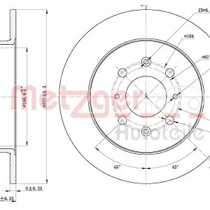 Disc frana HONDA CIVIC VII Hatchback (EU, EP, EV) 1.4 iS (EP1, EU5, EU7) benzina 90 cai METZGER 6110400