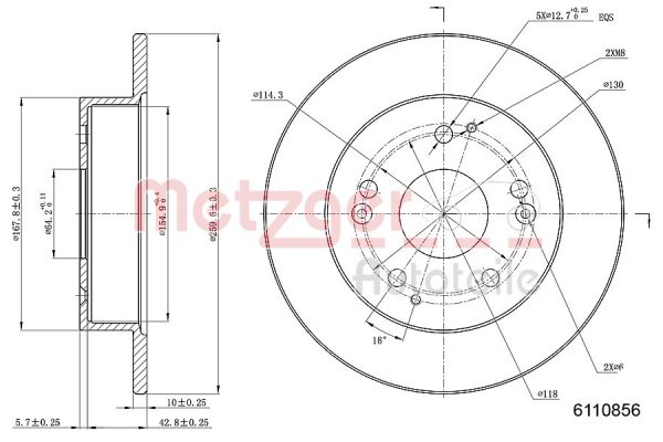 Disc frana HONDA CIVIC VII Hatchback (EU, EP, EV) 1.4 i (EP1, EU7) benzina 75 cai METZGER 6110856