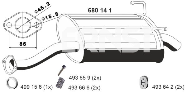 Toba esapament finala HONDA CIVIC VII Hatchback (EU, EP, EV) 1.4 iS (EP1, EU5, EU7) benzina 90 cai ERNST 680141