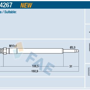 Bujie incandescenta HONDA CIVIC VIII Hatchback (FN, FK) 2.2 CTDi (FK3) diesel 140 cai FAE 74267