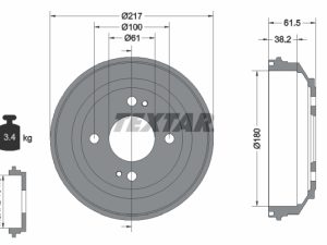 Tambur frana HONDA CIVIC V Hatchback (EG) 1.5 i 16V (EG4) benzina 94 cai TEXTAR 94017500