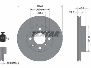 Disc frana HONDA CIVIC V limuzina (EG, EH) 1.3 (EG7) benzina 75 cai TEXTAR 92077800
