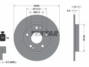 Disc frana HONDA CR-Z (ZF) 1.5 IMA (ZF1) benzina/elector 124 cai TEXTAR 92224103