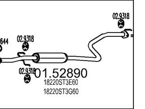 Toba esapamet intermediara HONDA CIVIC VI Fastback (MA, MB) 1.4 i (MA8, MB2) benzina 75 cai MTS 01.52890